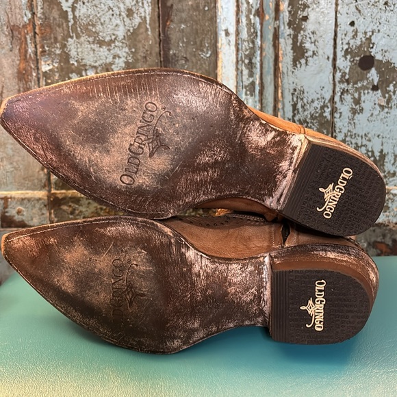 Old Gringo Valentine Dion Brown Tan Floral Beaded Ankle Boots Western 8 - Picture 12 of 15